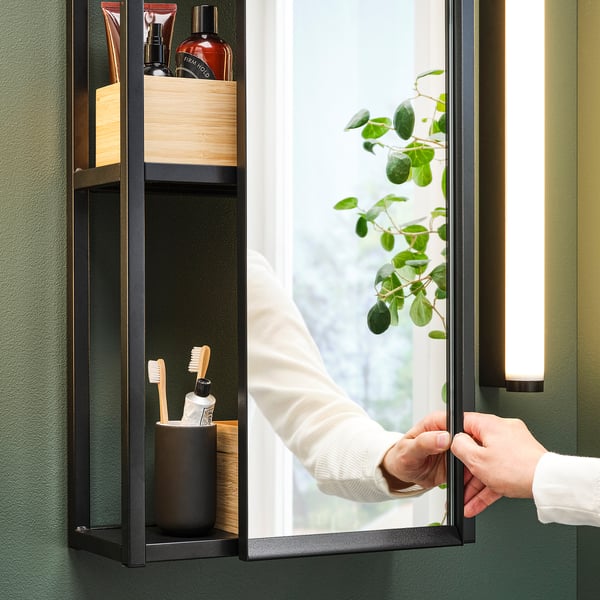 ENHET Spiegelschrank, anthrazit, 40x17x75 cm