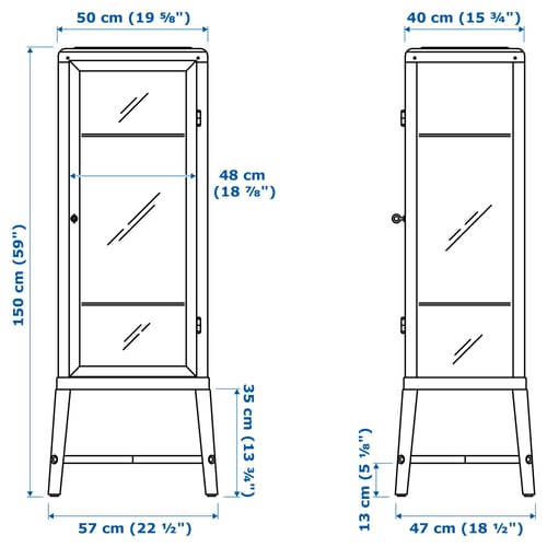 FABRIKÖR Vitrine, dunkelgrau, 57x150 cm