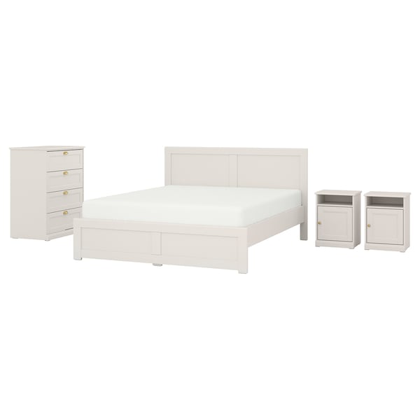 FÅGELFJÄLLET Schlafzimmermöbel 4er-Set, elfenbeinweiß, 160x200 cm