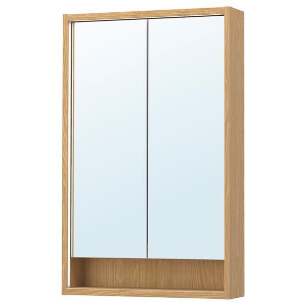 FAXÄLVEN Spiegelschrank mit Beleuchtung, Eichenachbildung, 60x15x95 cm