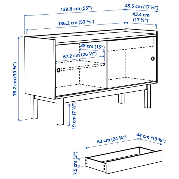 FÖRSÄLJARE Sideboard, dunkelbeige Holz/hellbeige, 140x46x78 cm