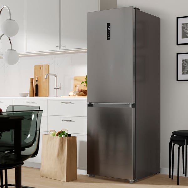 FÖRTOFT Kühl-/Gefrierschrank, IKEA 500 stahlfarben, 216/118 l