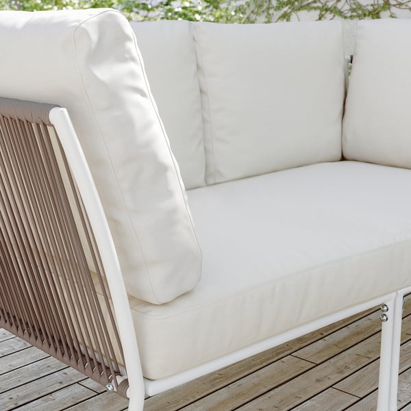 FRÖSÖN/DUVHOLMEN Sitzpolster/außen, beige, 124x62 cm