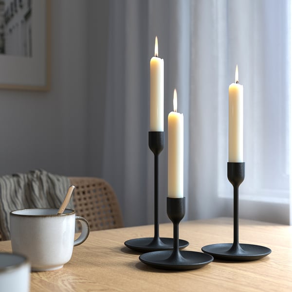 FULLTALIG Kerzenständer 3er-Set, schwarz