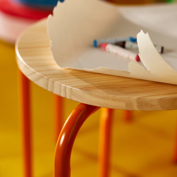 GREJSIMOJS Kindertisch, Holz/orange, 84x42 cm