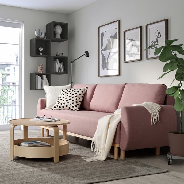 GRUNNARP 3er-Bettsofa, Gunnared hell braunrosa