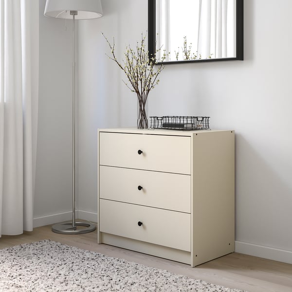 GURSKEN Kommode mit 3 Schubladen, hellbeige, 69x67 cm