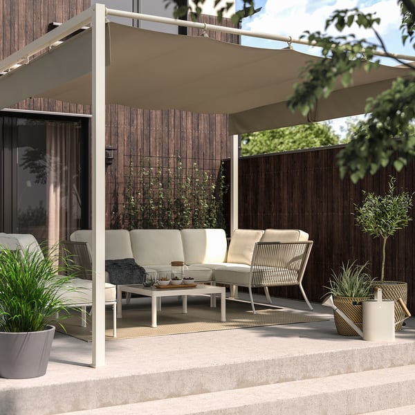 HAMMARÖN Pergola, graubeige/dunkel graubeige, 300x300 cm