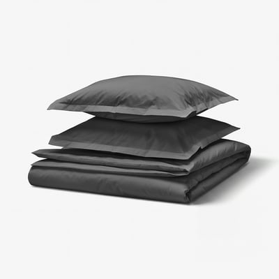 HAMPFLOCKEL Bettwäsche-Set, 3-teilig, dunkelgrau, 240x220/50x60 cm