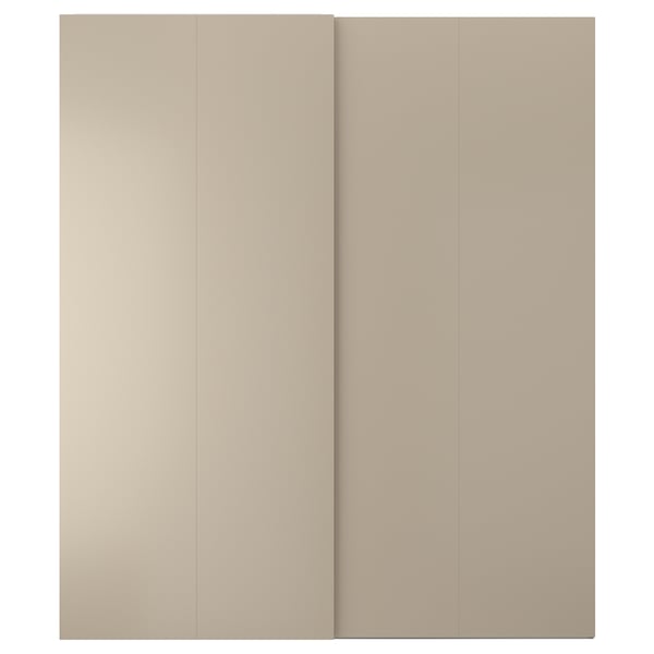 HASVIK Schiebetürpaar, graubeige, 200x236 cm