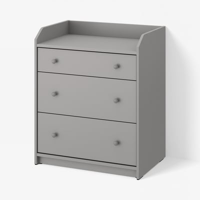 HAUGA Kommode mit 3 Schubladen, grau, 70x46x84 cm
