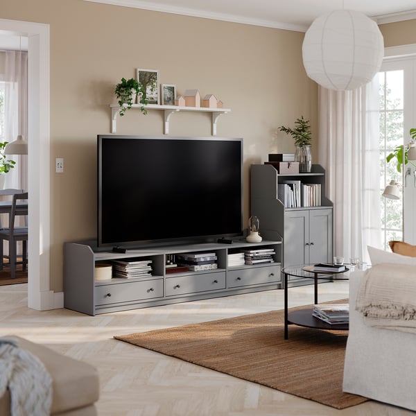 HAUGA TV-Kombination, grau, 276x46x116 cm
