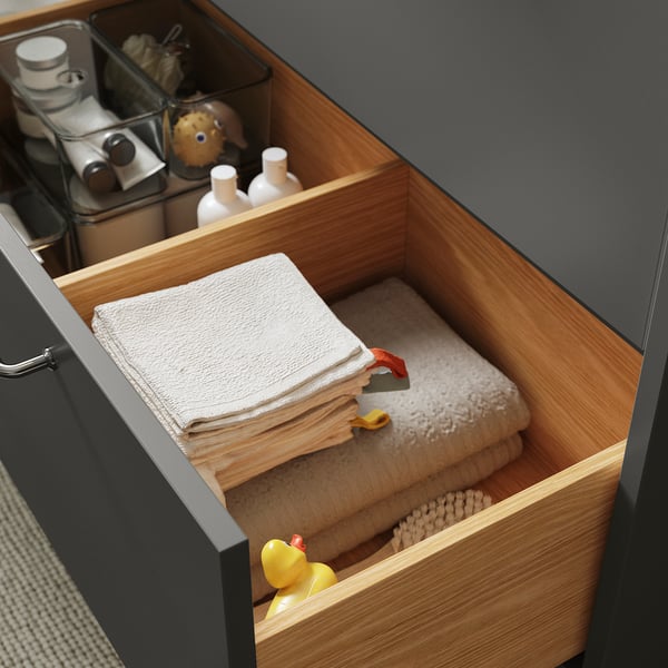 HAVBÄCK Waschbeckenschrank mit Schubladen, dunkelgrau, 100x48x63 cm