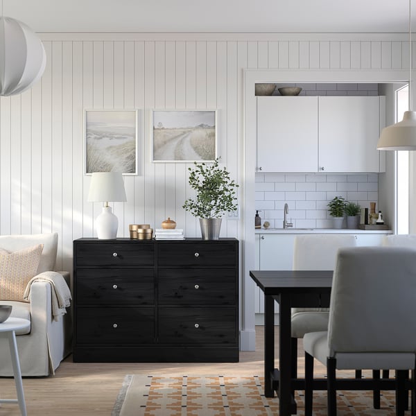 HAVSTA Kommode mit 6 Schubladen, schwarz, 121x47x89 cm