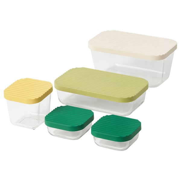 HAVSTOBIS Dose mit Deckel 5er-Set, transparent/bunt