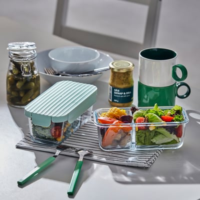 HAVSTOBIS Lunchbox, transparent/hellgrün, 700 ml