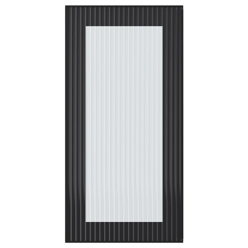 HEJSTA Vitrinentür, anthrazit/geriffeltes Glas, 30x60 cm