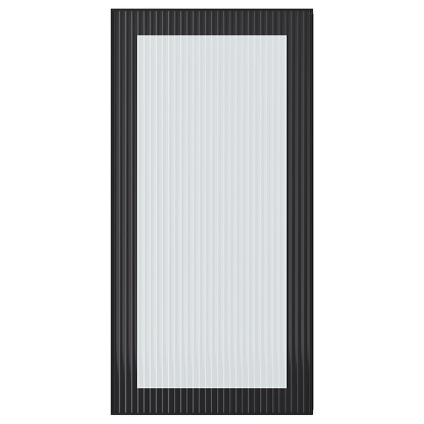 HEJSTA Vitrinentür, anthrazit/geriffeltes Glas, 40x80 cm