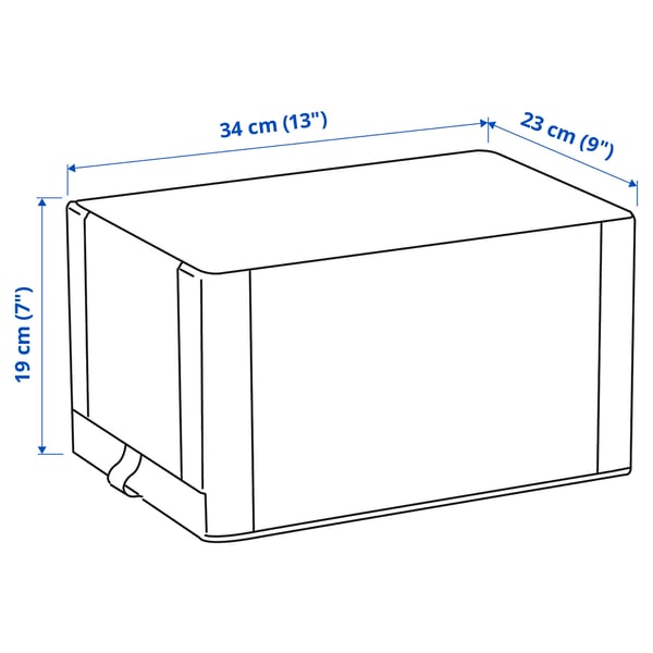 HEMMAFIXARE Schuhbox, Stoff gestreift/weiß/grau, 23x34x19 cm