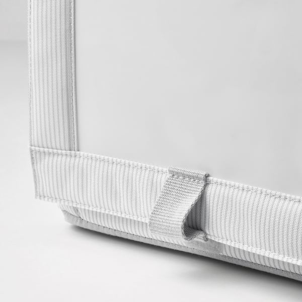 HEMMAFIXARE Schuhbox, Stoff gestreift/weiß/grau, 23x34x19 cm