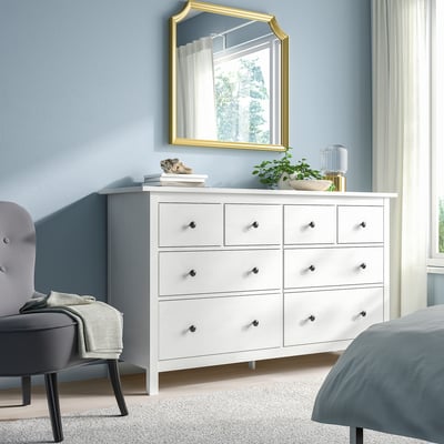 HEMNES Kommode mit 8 Schubladen, weiß gebeizt, 160x96 cm