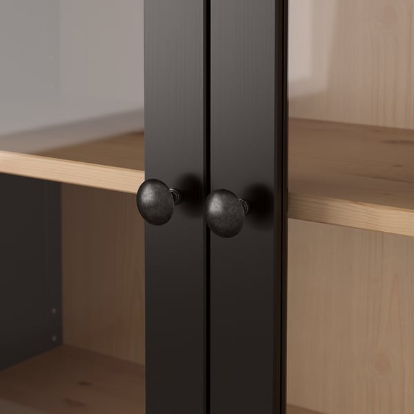 HEMNES Vitrine mit 3 Schubladen, schwarzbraun/hellbraun, 90x197 cm