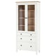 HEMNES Vitrine mit 3 Schubladen, weiß gebeizt/hellbraun, 90x197 cm