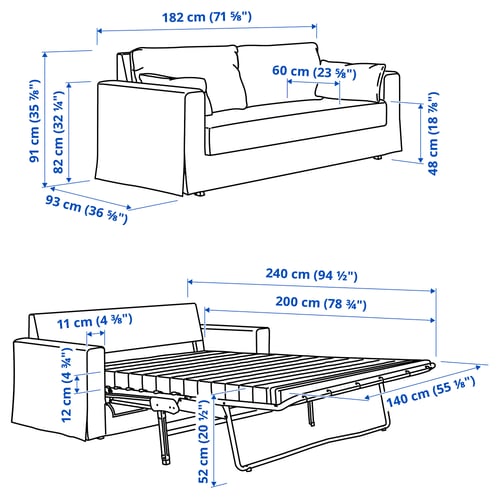HYLTARP 2er-Bettsofa, Gransel grau