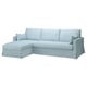 HYLTARP 3er-Sofa mit Récamiere, links, Kilanda blassblau