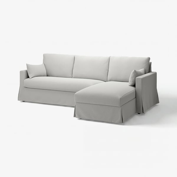 HYLTARP Bezug 3er-Sofa+Récamiere rechts, Tallmyra weiß/schwarz