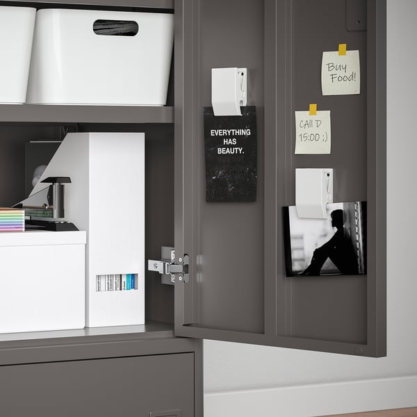 IDÅSEN Schrank mit Türen+Schubladen, dunkelgrau, 80x47x119 cm