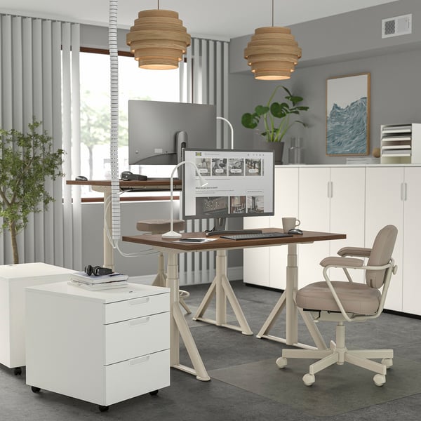 IDÅSEN Schreibtisch sitz/steh, braun/beige, 120x70 cm