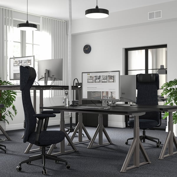 IDÅSEN Schreibtisch sitz/steh, schwarz/dunkelgrau, 160x80 cm