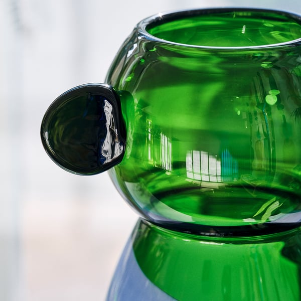 IKEA PS 2026 Vase, Glas/blau/grün, 38 cm