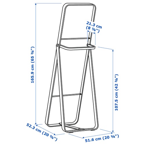 IKORNNES Standspiegel, Esche, 52x167 cm