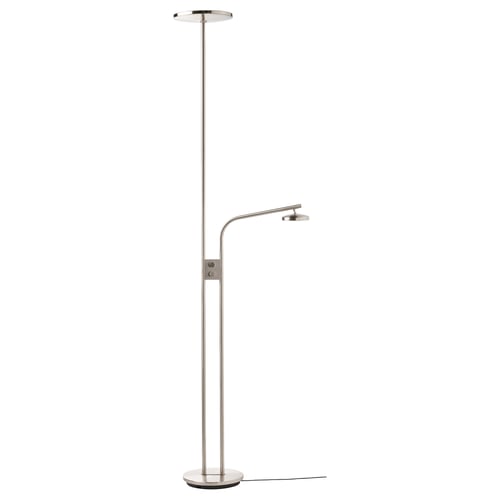 ISJAKT Deckenfluter/Leseleuchte, LED, dimmbar/vernickelt, 180 cm