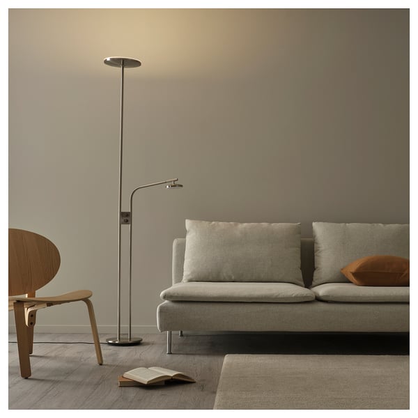 ISJAKT Deckenfluter/Leseleuchte, LED, dimmbar/vernickelt, 180 cm
