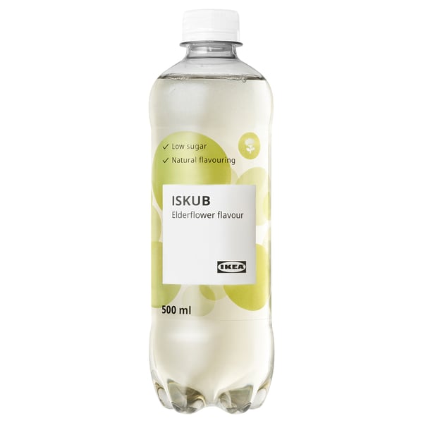 ISKUB Sprudelgetränk, Holundergeschmack/mit Zucker und Süßstoffen, 500 ml