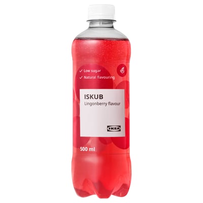 ISKUB Sprudelgetränk, Preiselbeergeschmack/mit Zucker und Süßstoffen, 500 ml