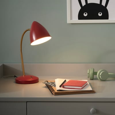 ISNÅLEN Arbeitsleuchte, LED, rot/messingfarben