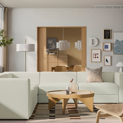 JÄTTEBO Modulecksofa 6-sitzig, Axvall elfenbeinweiß