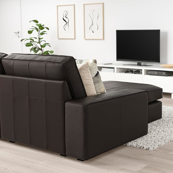 KIVIK 3er-Sofa, mit Récamiere/Grann/Bomstad dunkelbraun