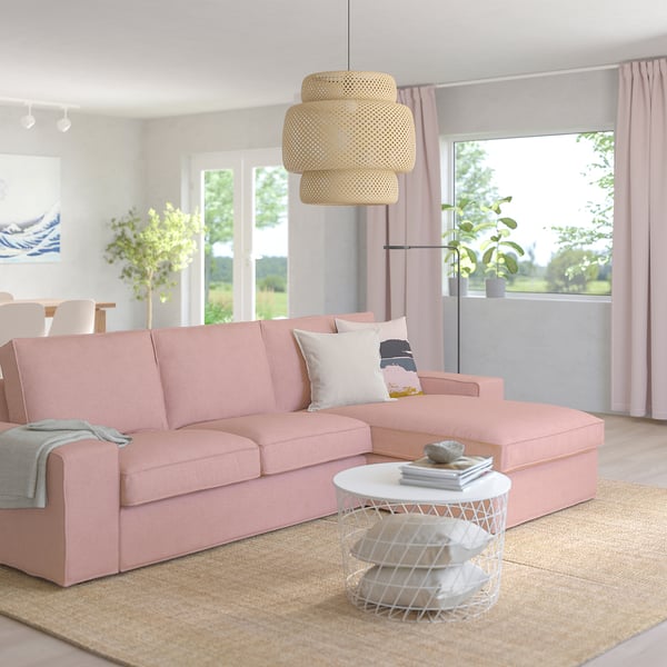 KIVIK 3er-Sofa mit Récamiere, Gunnared hell braunrosa