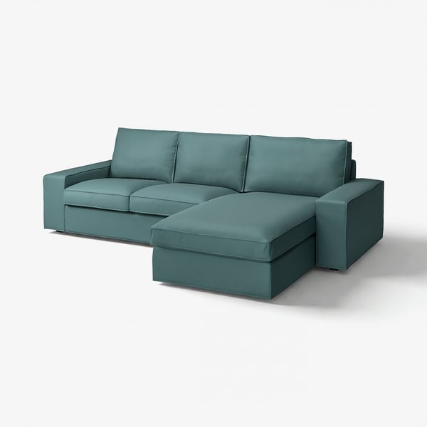 KIVIK 3er-Sofa mit Récamiere, Kelinge grautürkis