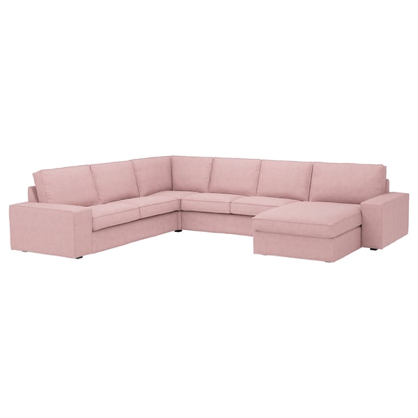 KIVIK 5er-Ecksofa mit Récamiere, Gunnared hell braunrosa