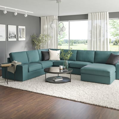 KIVIK 5er-Ecksofa mit Récamiere, Kelinge grautürkis