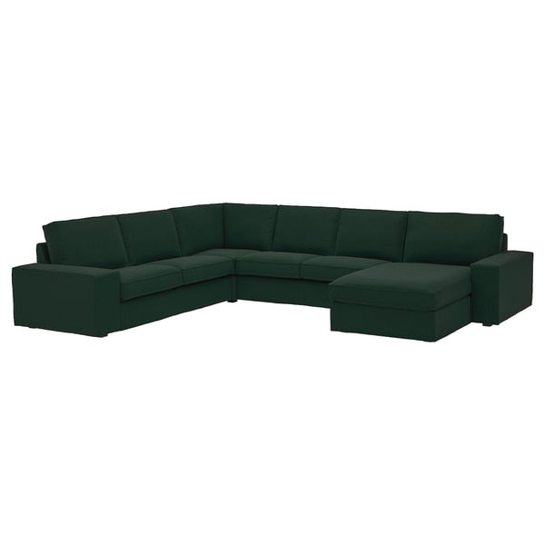 KIVIK 5er-Ecksofa mit Récamiere, Tallmyra dunkelgrün