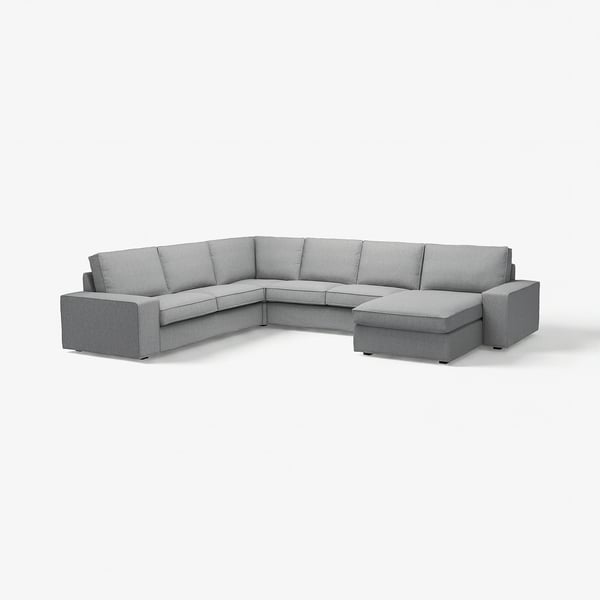 KIVIK 5er-Ecksofa mit Récamiere, Tibbleby beige/grau