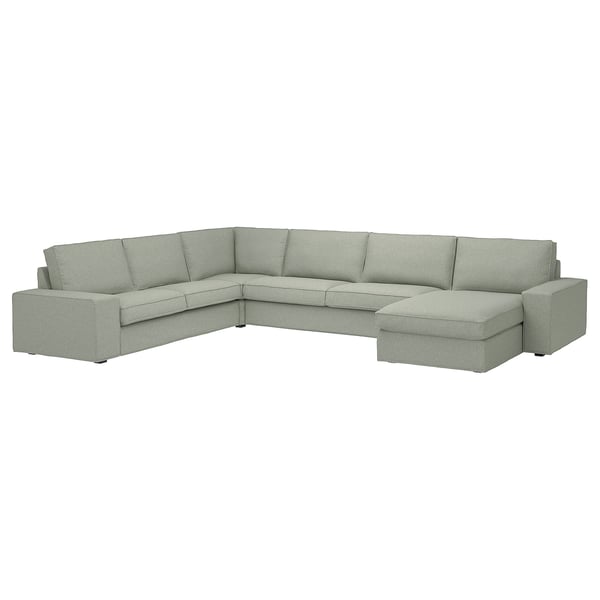 KIVIK 6er-Ecksofa m Récamiere, Gunnared hellgrün