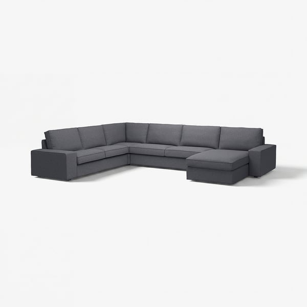 KIVIK 6er-Ecksofa m Récamiere, Gunnared mittelgrau